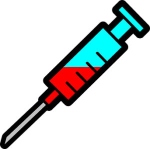 Cartoon syringe.
